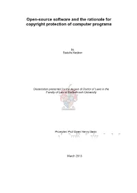 Open-Source Software and the Rationale for Copyright Protection of Computer Programs