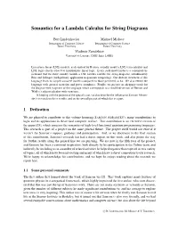 Semantics for a Lambda Calculus for String Diagrams