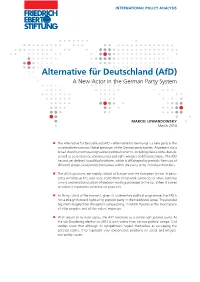 Afd) a New Actor in the German Party System
