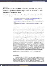 Associations Between DPP9 Expression, Survival and Gene Ex- Pression Signature in Human Hepatocellular Carcinoma: Com- Prehensive in Silico Analyses
