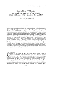 Beyond the CFA Franc: an Empirical Analysis of the Choice of an Exchange Rate Regime in the UEMOA