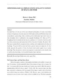 Epistemological Implications of Kant's Notion of Space