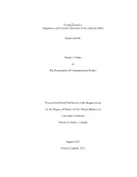 Adaptation and Narrative Structure in the Orpheus Myth Ryan Cadrette