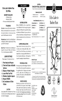 Echo Lake to Barker Pass Please Fill out This Form and Send It to the Address Below