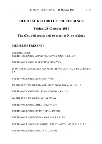 OFFICIAL RECORD of PROCEEDINGS Friday, 28 October