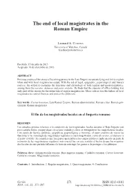 The End of Local Magistrates in the Roman Empire