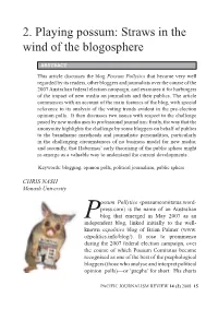 2. Playing Possum: Straws in the Wind of the Blogosphere