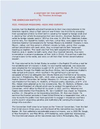 A HISTORY of the BAPTISTS by Thomas Armitage the AMERICAN