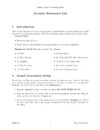 Acoustic Resonance Lab 1 Introduction 2 Sound Generation