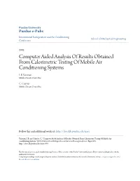 Computer Aided Analysis of Results Obtained from Calorimetric Testing of Mobile Air Conditioning Systems I