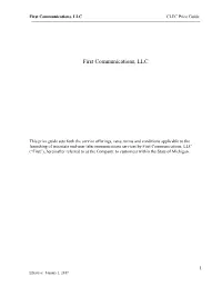 First Communications, LLC CLEC Price Guide