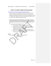 GUIDE to the DRAFT CONSTITUTION DISCUSSION a Note If You
