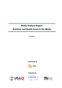 Media Analysis Report: Nutrition and Health Issues in the Media