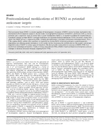 Posttranslational Modifications of RUNX1 As Potential Anticancer