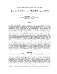 Quantum Field Theory and Zubiri's Philosophy of Reality1 Thomas B
