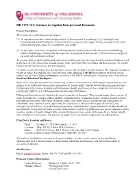 Seminar in Applied Interpersonal Dynamics