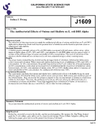 The Antibacterial Effects of Onions and Shallots on E. Coli DH5 Alpha