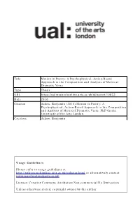 Title Motion in Poetry: a Psychophysical, Action-Based Approach to the Composition and Analysis of Metrical Dramatic Verse Type
