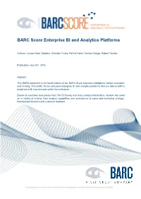 BARC Score Enterprise BI and Analytics Platforms