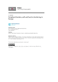 Belgeo, 2 | 2020, « Peripheral Borders, Soft and Hard Re-Bordering in Europe » [Online], Online Since 02 January 2020, Connection on 03 January 2021
