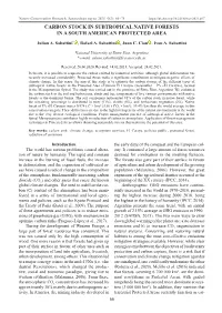 Carbon Stock in Subtropical Native Forests in a South American Protected Area