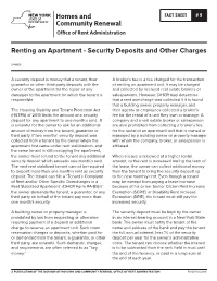 Fact Sheet #9: Renting an Apartment - Security Deposits and Other Charges Page 2 of 2