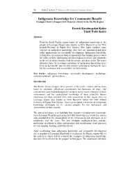 Indigenous Knowledge for Community Benefit