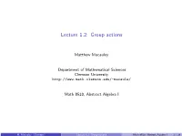 Lecture 1.2: Group Actions