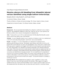 Massive Obscure GI Bleeding from Idiopathic Jejunal Varices Identified Using Single Balloon Enteroscopy