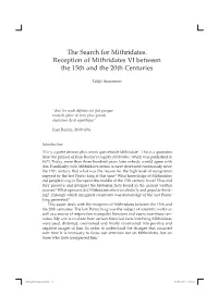 The Search for Mithridates. Reception of Mithridates VI Between the 15Th and the 20Th Centuries