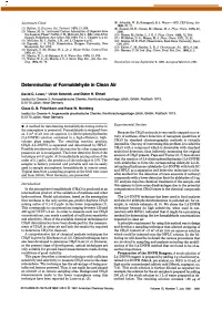 Determination of Formaldehyde in Clean Air