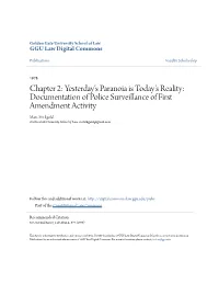 Documentation of Police Surveillance of First Amendment Activity Marc Stickgold Golden Gate University School of Law, Mstickgold@Gmail.Com