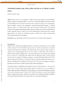 Logos, Ethos, Pathos and the Use of Evidence in Policy Frames Introduction