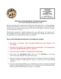 Precinct Officer's Workshop Schedule