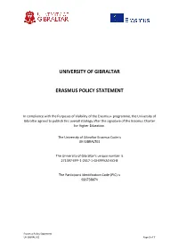 University of Gibraltar Erasmus Policy Statement