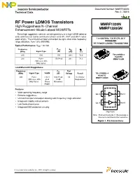 1.8-600 Mhz, 150 W CW, 50 V RF Power LDMOS Transistor Data Sheet