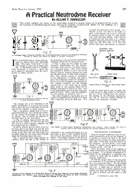 A Practical Neutrodne Receiver by ALLAN T