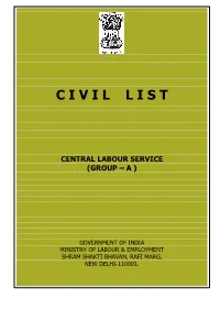 Civil List of Central Labour Service (Group-A)