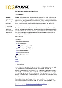 Exo-Autoethnography: an Introduction