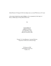 Global Patterns of Changes in the Gene Expression Associated with Genesis of Cancer a Dissertation Submitted in Partial Fulfillm
