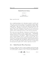 Multi-Particle States 31.1 Multi-Particle Wave Functions