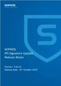 SOPHOS IPS Signature Update Release Notes