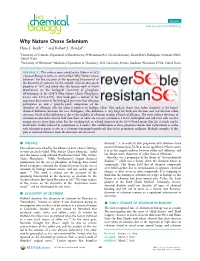 Why Nature Chose Selenium Hans J