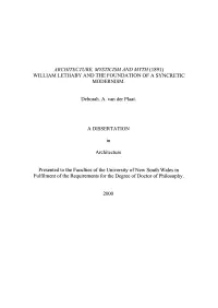Architecture, Mysticism and Myth (1891) William Lethaby and the Foundation of a Syncretic Modernism