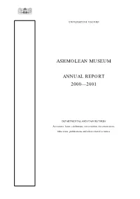 Ashmolean Museum Annual Report 2000—2001