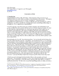 Comments on Sider's Four Dimensionalism
