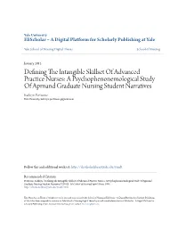 Defining the Intangible Skillset of Advanced Practice Nurses: a Psychophenonemological Study of Aprn and Graduate Nursing Student Narratives