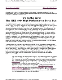 Fire on the Wire: the IEEE 1934 High Performance Serial Bus