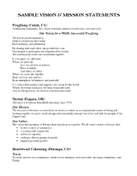 Sample Vision & Mission Statements