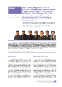 The Record-Setting Flood of 2014 in Kelantan: Challenges and Recommendations from an Emergency Medicine Perspective and Why the Medical Campus Stood Dry